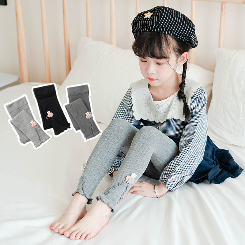Legging Panjang Anak Lejing Kain Serut Motif Telinga Kelinci