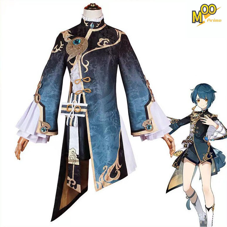 Game Genshin Impact Xingqiu Cosplay Costume Anime Dress and wig