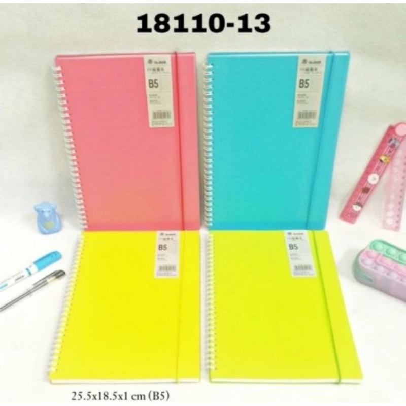 

SJS buku tulis spiral tali B5-80 cover plastik/buku spiral-18110 13warna