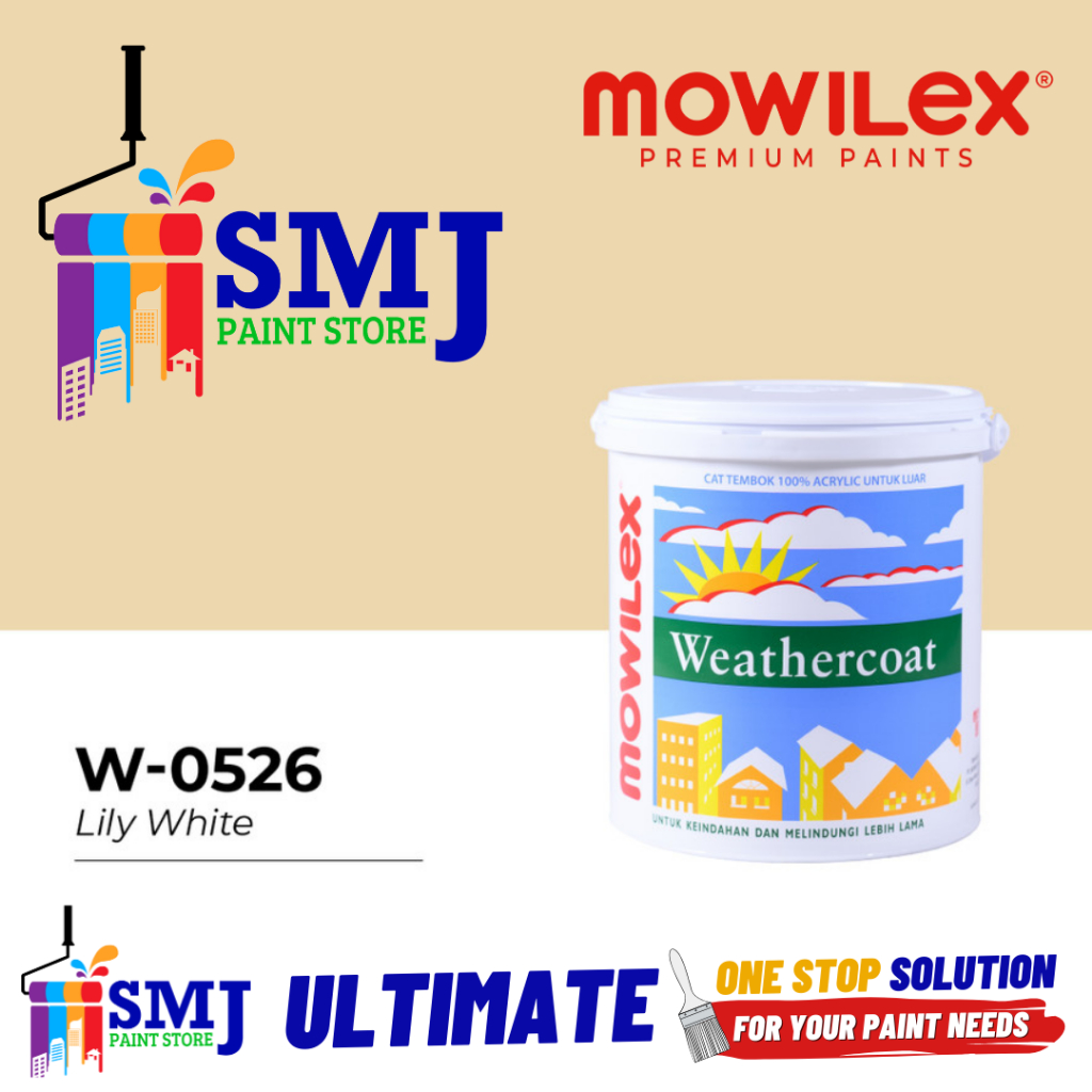 Cat Tembok Eksterior MOWILEX WEATHERCOAT W 0526 Lily White 20L