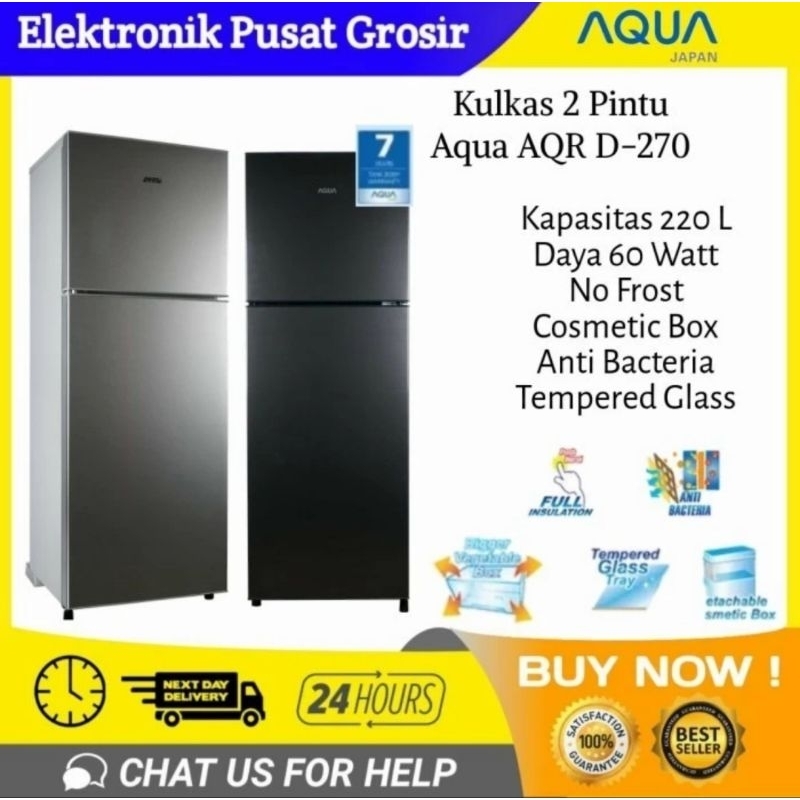 KULKAS AQUA AQR-D270 AQRD 270 LEMARI ES 2 PINTU 220 L COSMETIC BOX