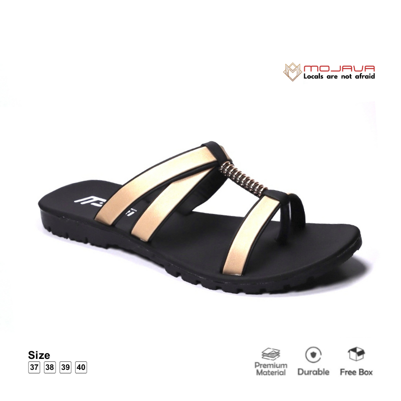MOJAVA x WIBI Sandal Jepit Wanita Pesta Kondangan Kekinian Wibi W02-01 Hitam Nomer 37 38 39 40