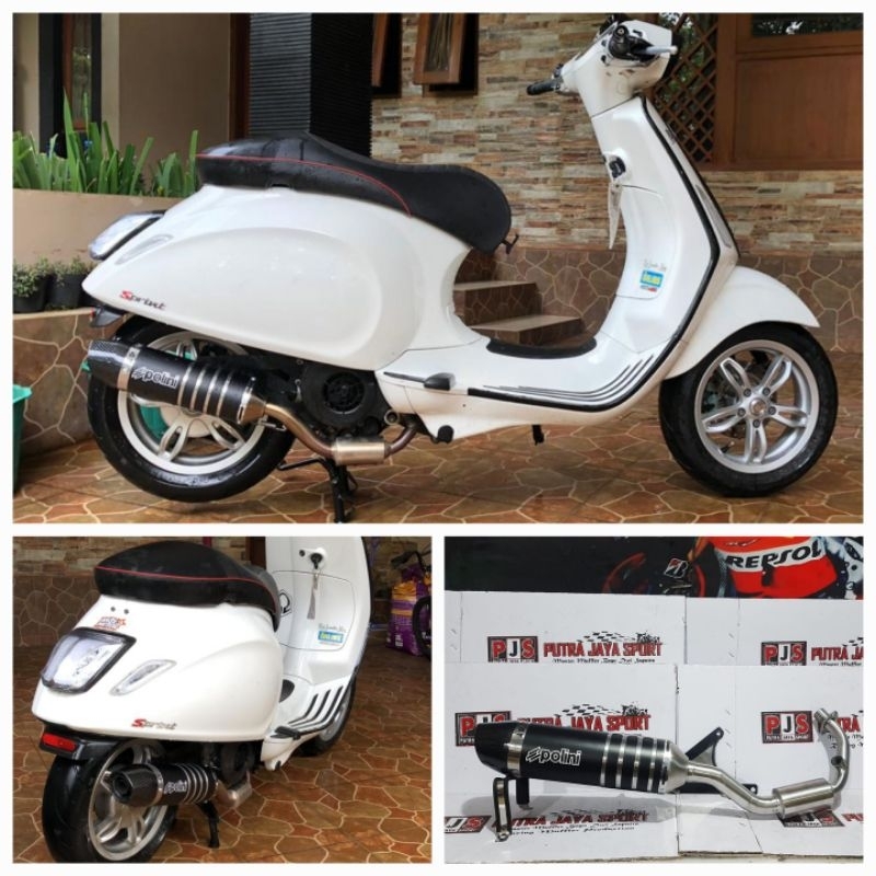 knalpot custom polini evo untuk semua jenis vespa matic ( full system pnp )