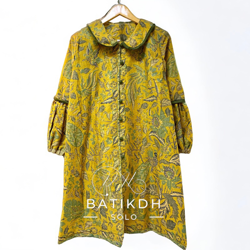Tunik Batik Kerja Cantik Terbaru Wanita Modern Busui Full Kancing Depan Bahan Katun Halus Solo