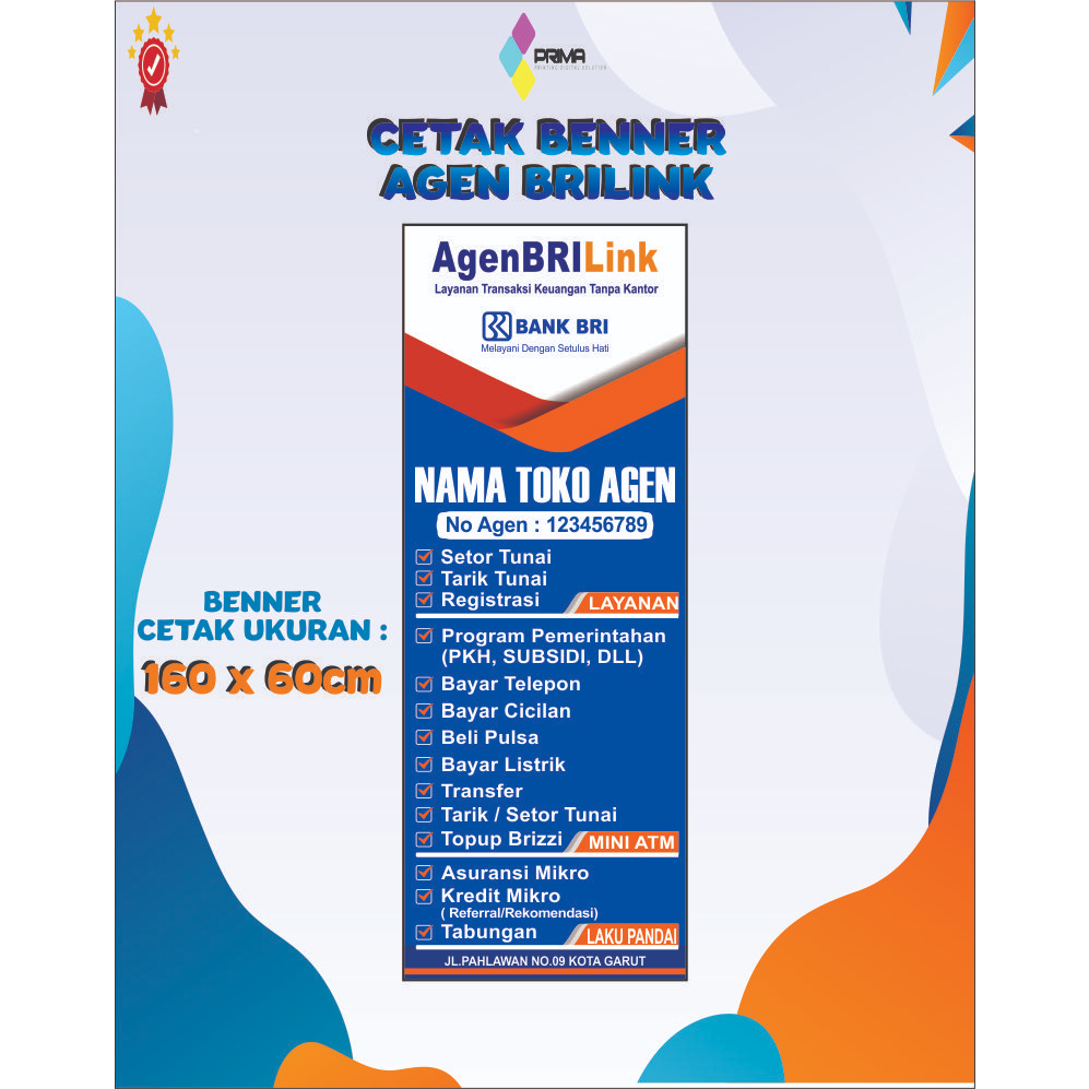 BENNER POTRAIT AGEN BRILINK UK.60X160 CM/SPANDUK BENNER AGEN BRILINK/HIASAN KONTER