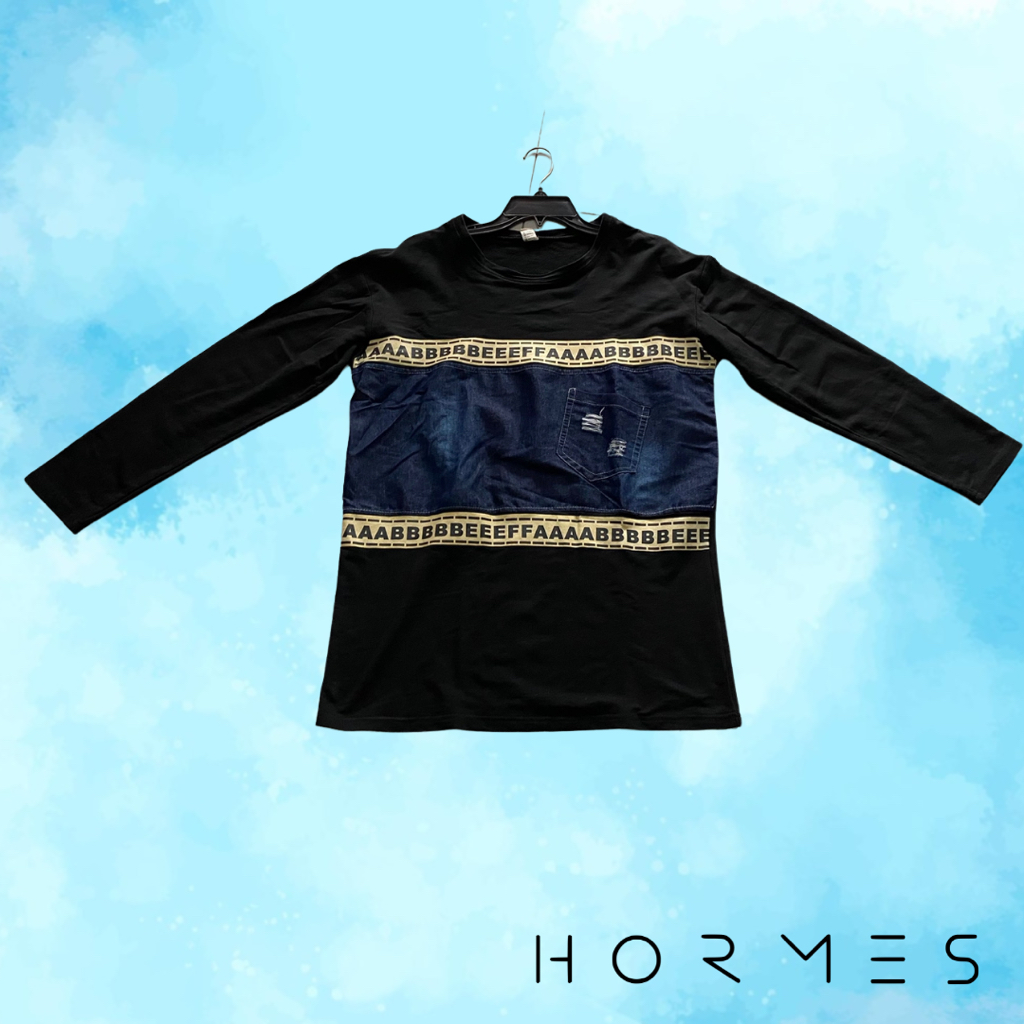 Puzzle6 Dress Hitam Jeans Blouse Big Size Lengan Panjang AAAABBBBEEEEFF