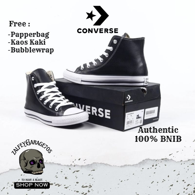 SEPATU CONVERSE CHUCK TAYLOR ALL STAR 70S HI LEATHER BLACK WHITE ORIGINAL