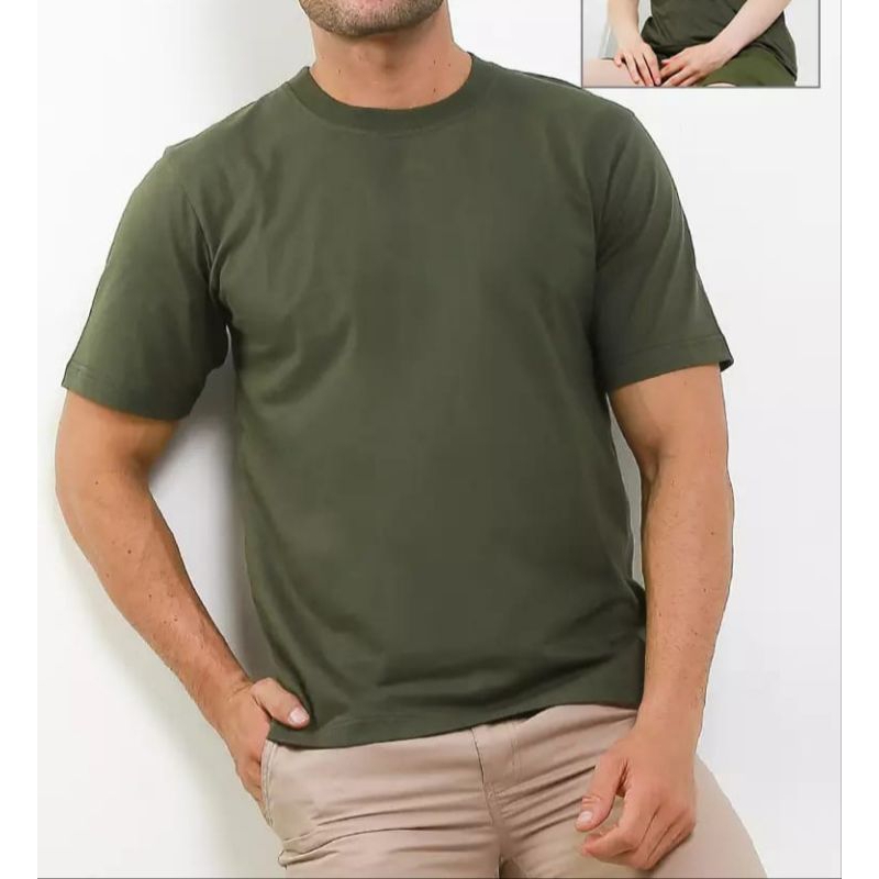BASIC TSHIRT GREEN ARMY KAOS POLOS ARMY UNISEX