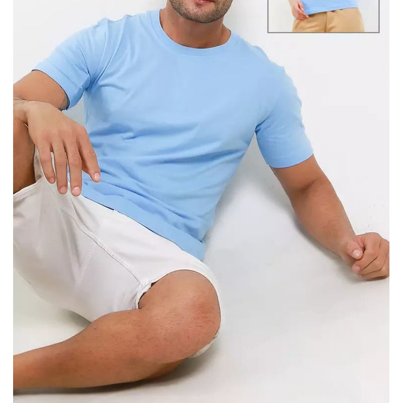 BASIC TSHIRT SKY BLUE UNISEX KAOS POLOS BIRU LANGIT
