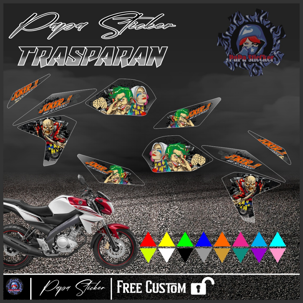 Transparan Striping VIXION LIGHTNING NVL 150 STICKER MOTIF joker racing Transparan papa 12