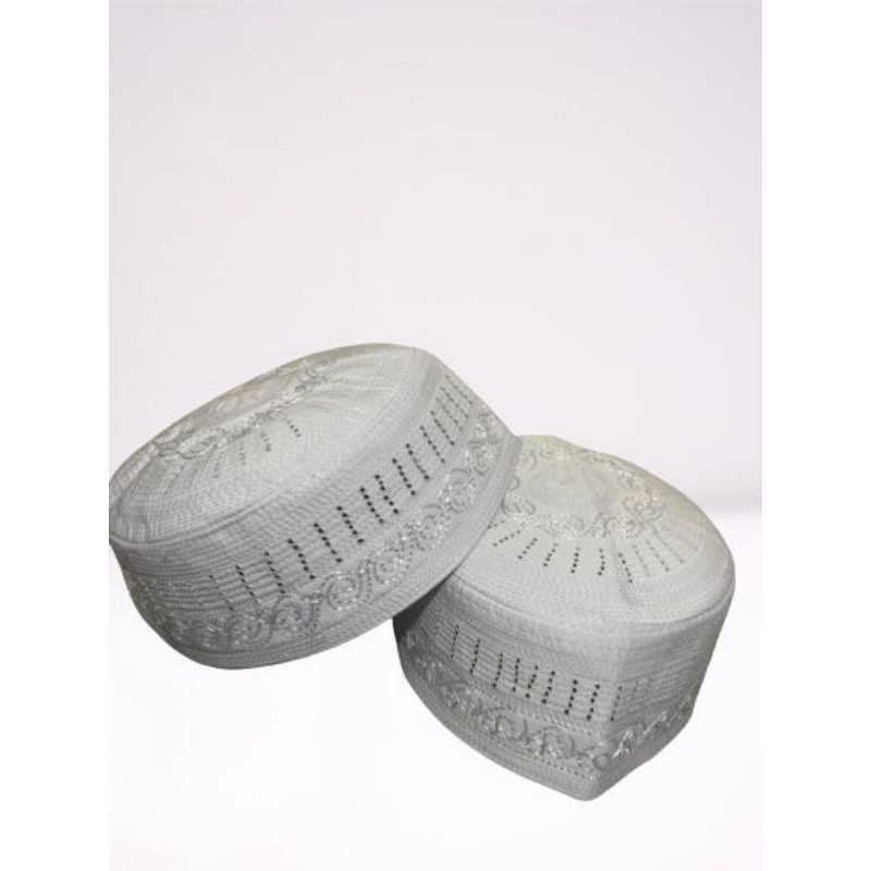 peci kopiah haji Bangladesh/peci putih motif/peci haji