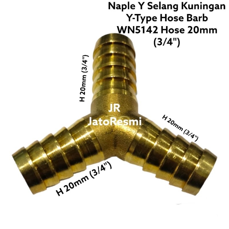 Naple Y Selang Kuningan Y-Type Hose Barb WN5142 Hose 20mm (3/4")