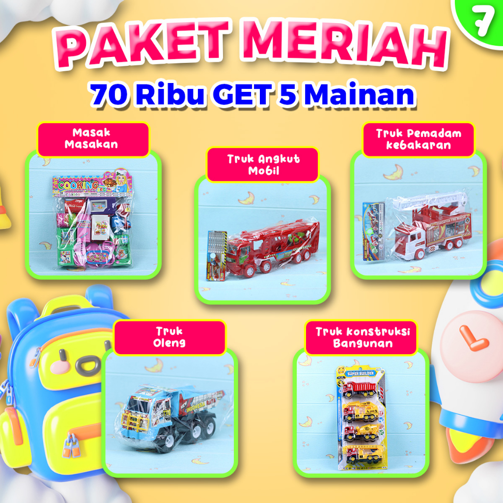 Paket Mainan Meriah 70 Ribu Dapat 5 Mainan Masak Masak Anak Cewek Truk Angkut Mobil Mainan Truk Damk