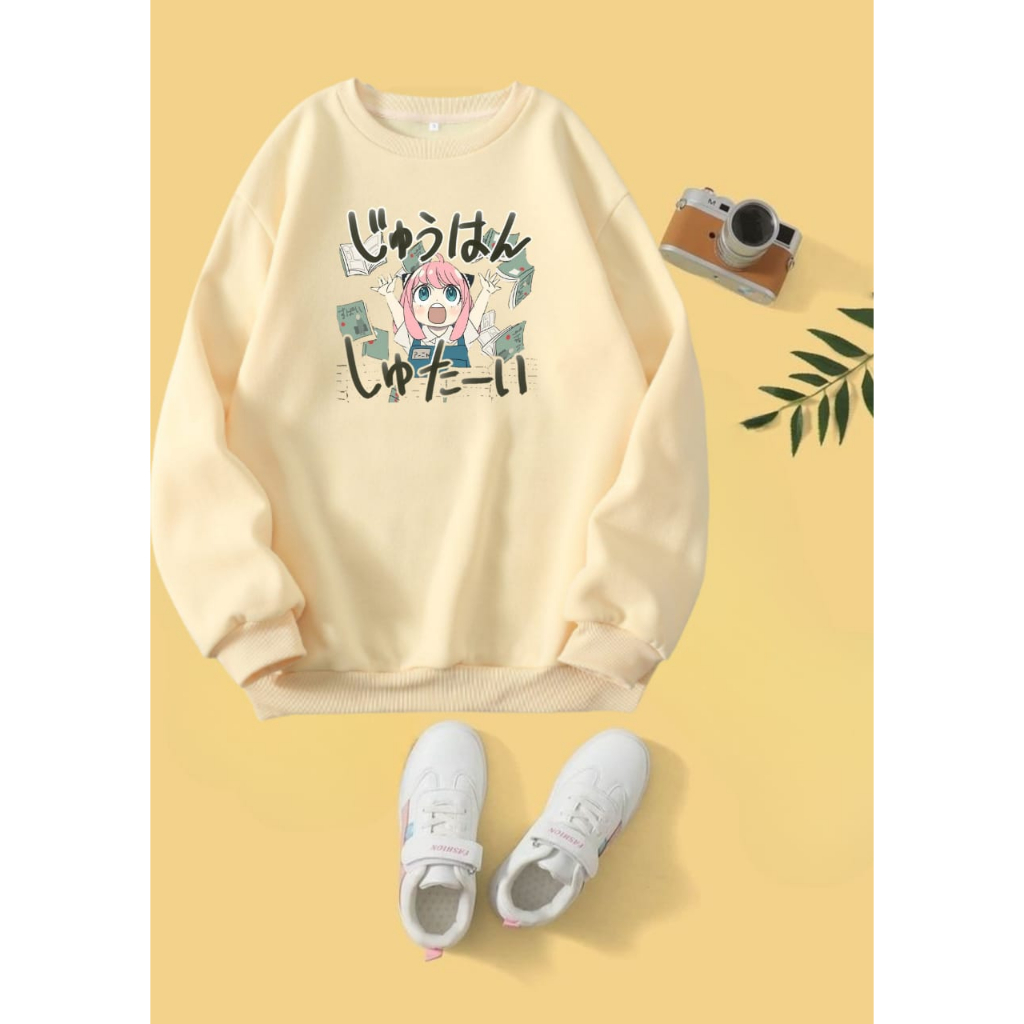 Sweater Casual Anime Anya Jepang Anak Cewek Terbaru Jaket Crewneck Murah Bisa COD