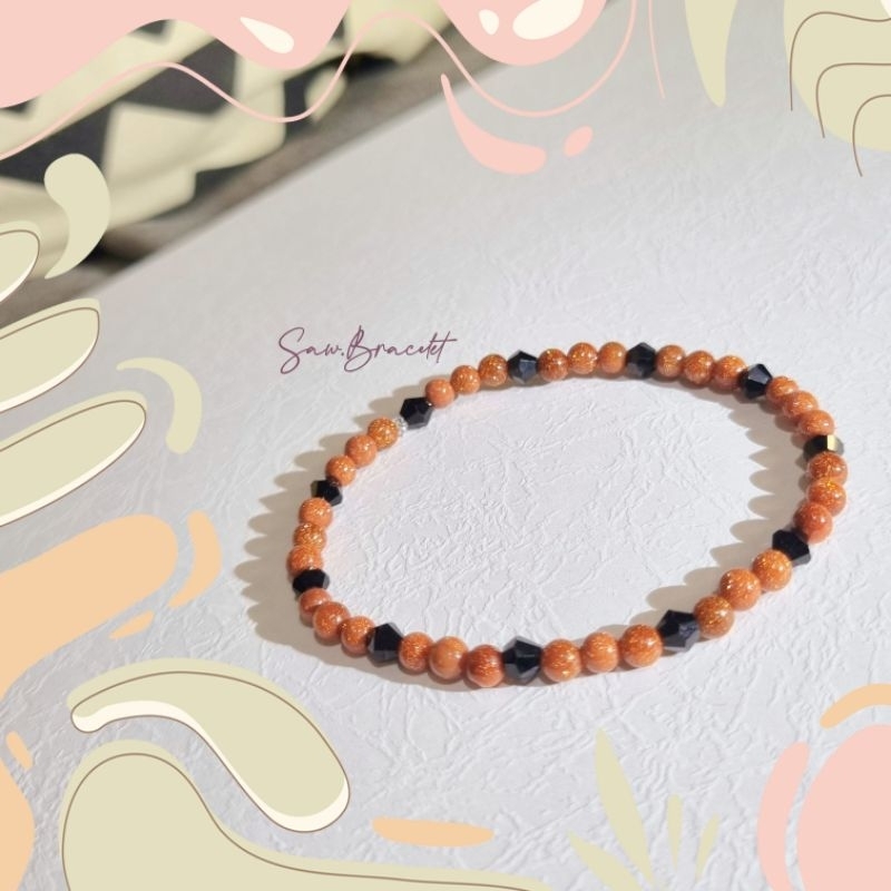 Gelang batu alam pasir emas 3 mm