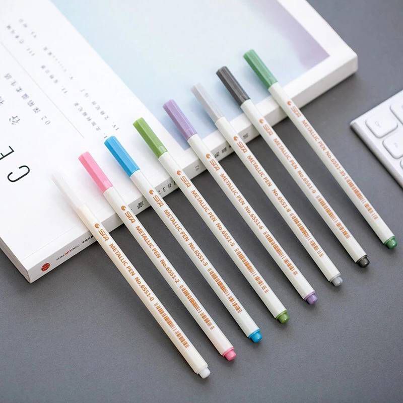 

Metallic Round Decor Pen Spidol Warna Pena Kuas Dekor Kaligrafi Metalik