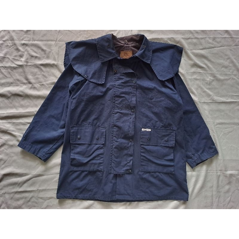 Vtg. Morrisons Australia Oilskin Wax Riding Stockman Duster Coat Jacket Made in Australia