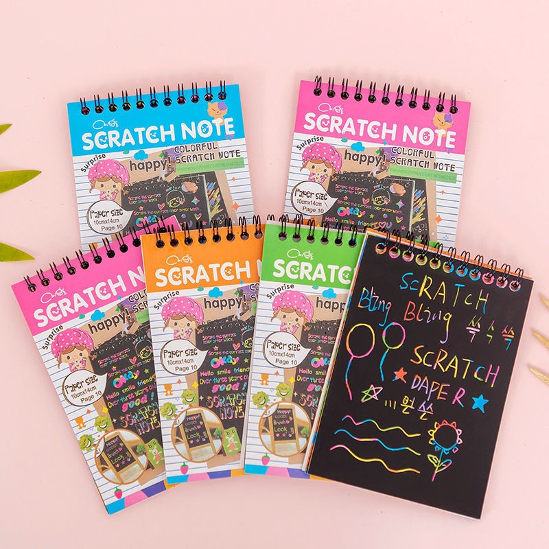 

Buku Sketsa Gores Grafiti Kertas Mini Tulis Gores Gambar DIY Scratch Paper Note Black Cardboard