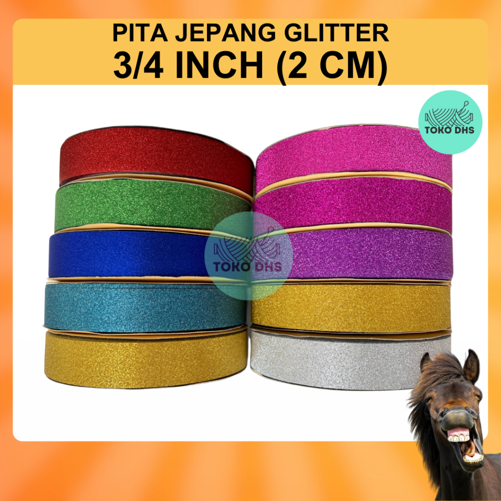 

Pita Kado Plastik GLITTER 3/4 inch (2 cm) / Pita Jepang