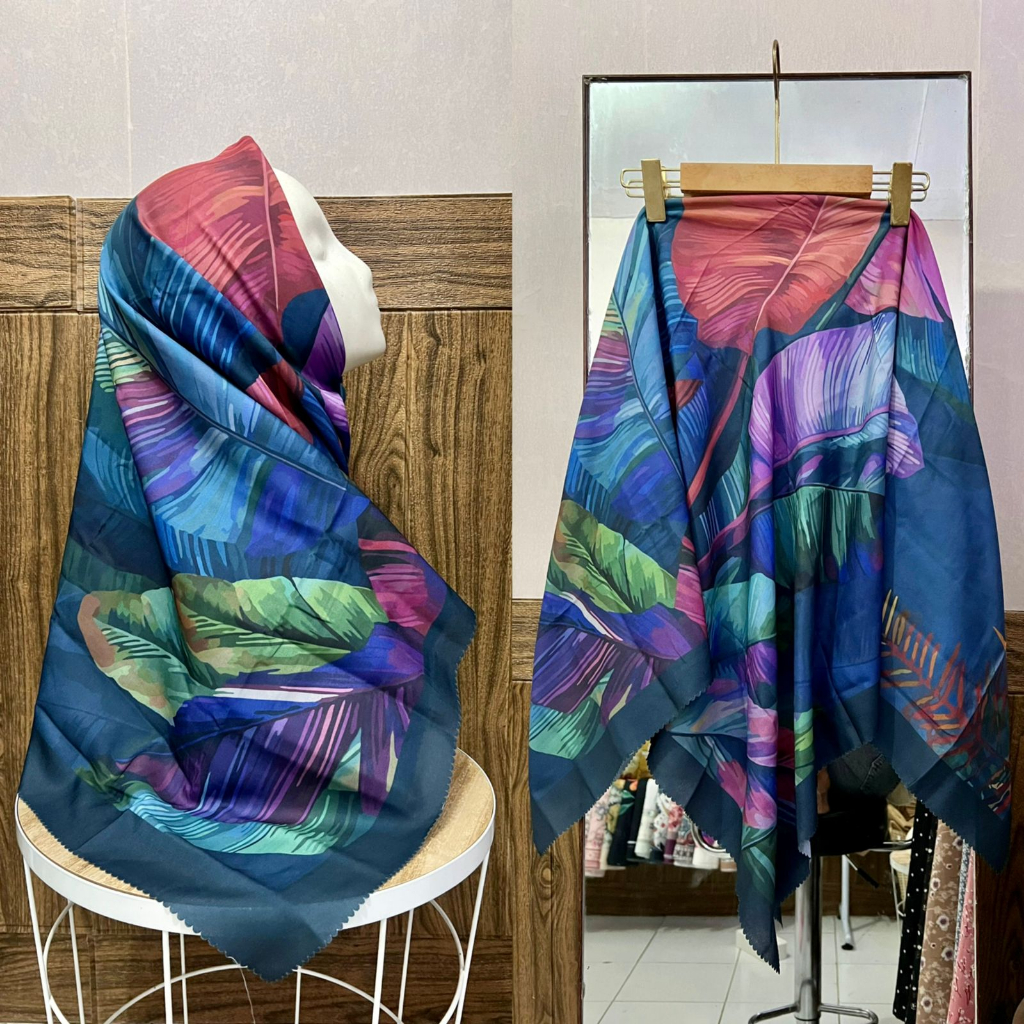 BISA COD HIJAB VOAL MOTIF DAUN PISANG HITS//HIJAB DENAY SEGIEMPAT MURCE//HIJAB VOAL MOTIF TERBARU