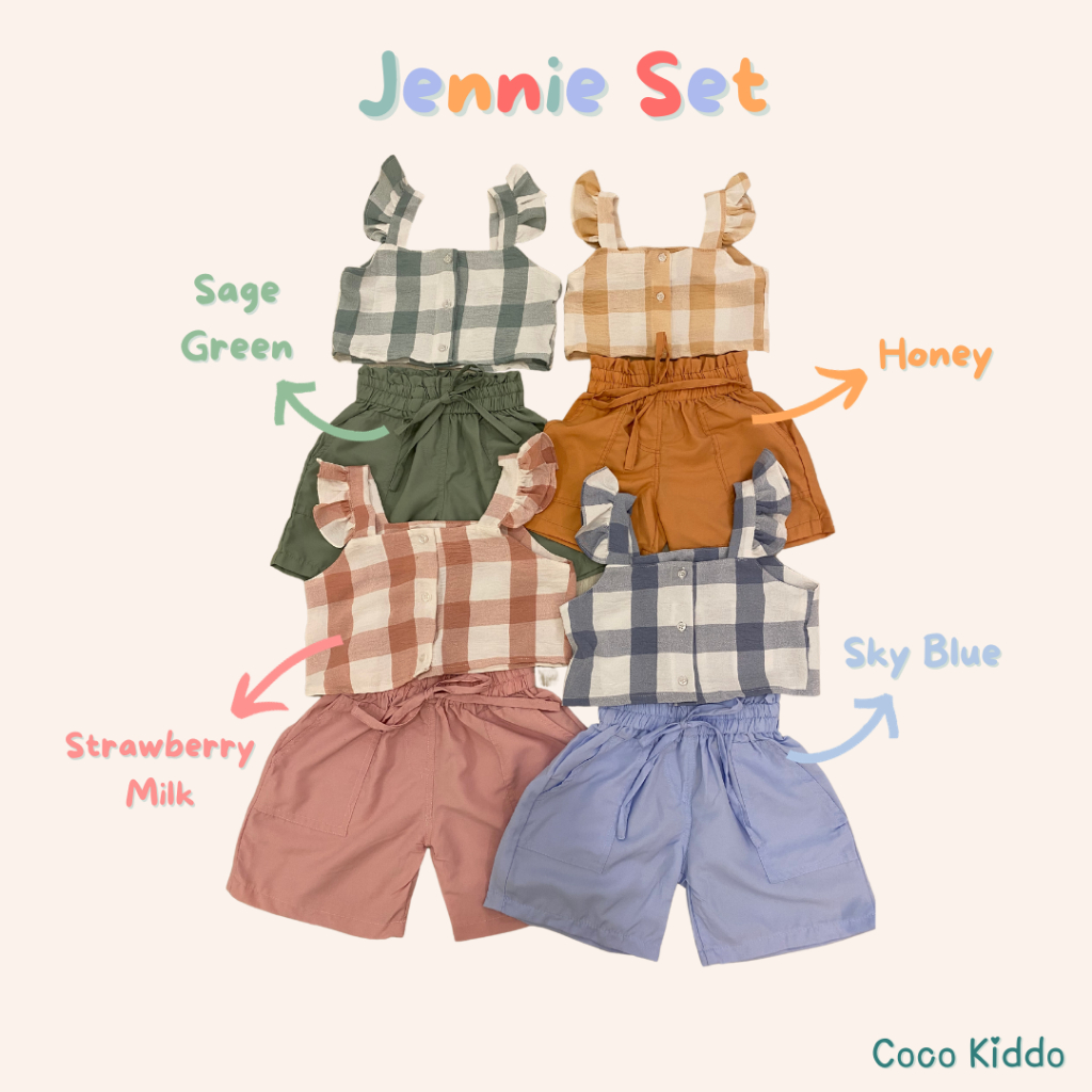 Coco Kiddo - Jennie Set (Setelan Baju Anak Perempuan - Korean Style) Crop Top