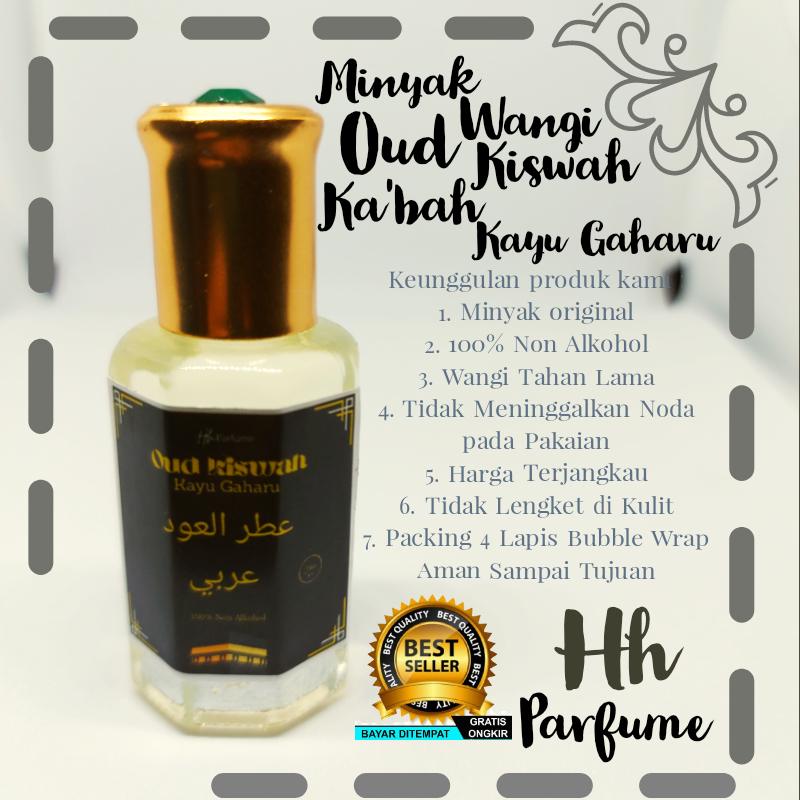 MINYAK WANGI OUD KISWAH KA'BAH KAYU GAHARU ISI 12ML HALAL 100% NON ALKOHOL