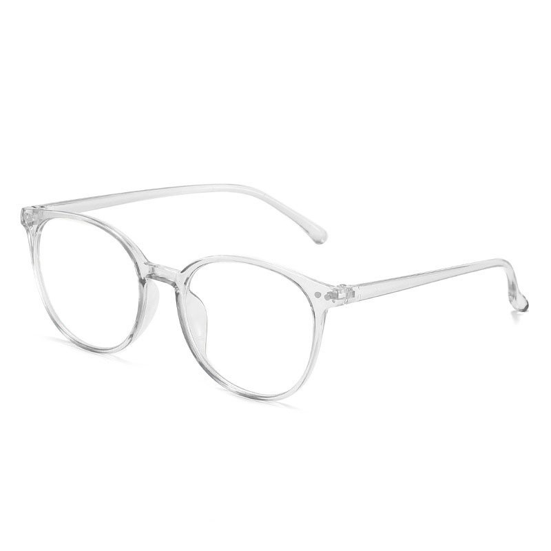 COD❤️ Cat Eye Kacamata Anti Radiasi / Frame Kacamata Lensa Flat / Gaya Leopard Retro Korea Fashion Wanita Glasses-yy-7-Transparent