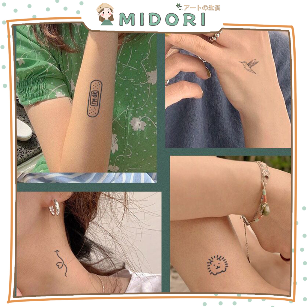 [MIDORI] 5Pcs STIKER TATTO WATERPROOF Cute Cartoon Tato Lucu Elegant Aesthetic Korea - F0224