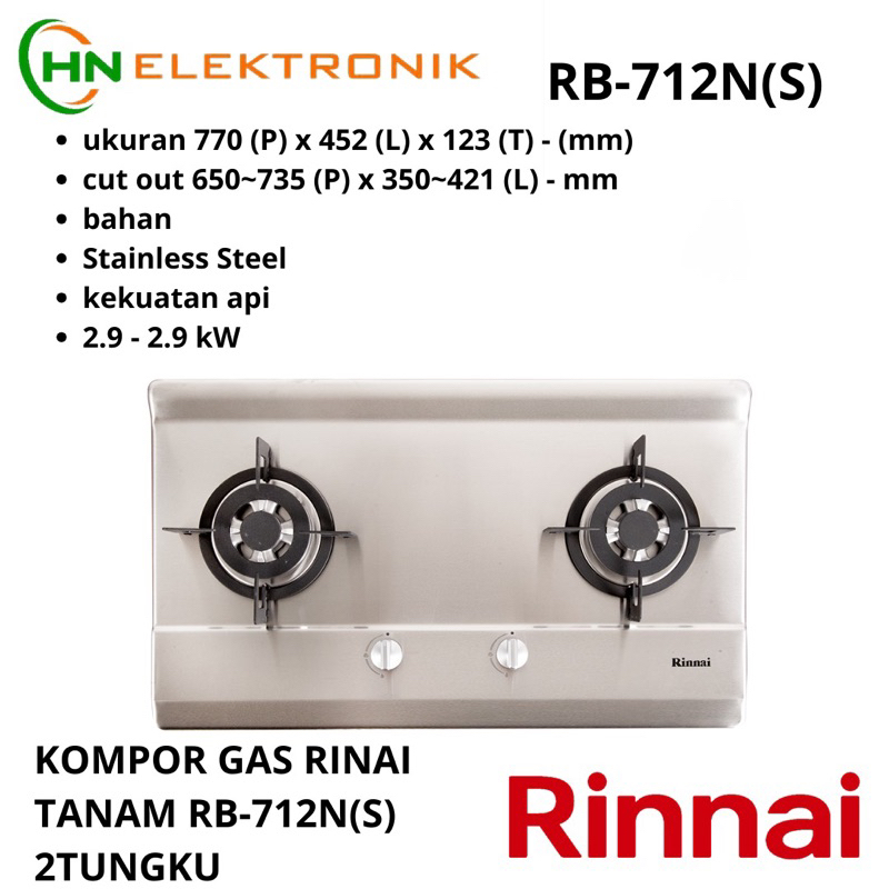 KOMPOR GAS RINAI TANAM RB 712 N (S) 2