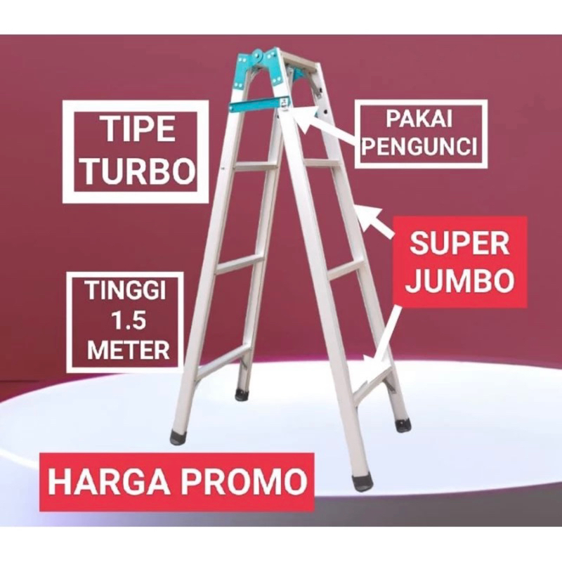 TANGGA LIPAT ALUMINIUM SUPER JUMBO 1,5 METER