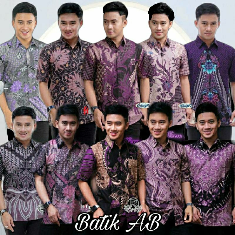 Baju Batik Pria Lengan Pendek Warna Ungu Lilac Atasan Batik Pria Warna Lilac Premium