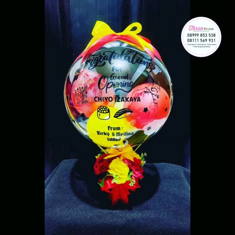 box bunga balon / gift box balon bunga plastik / box bunga balon / hadiah ucapan selamat