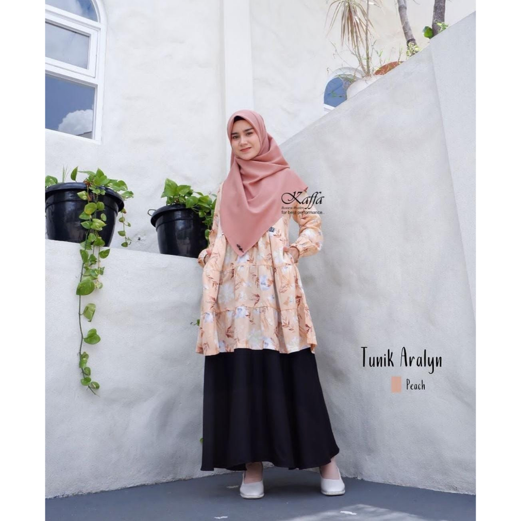 Tunik Aralyn by Kaffa Busana Muslim (Dusty Pink, Peach, Ungu)