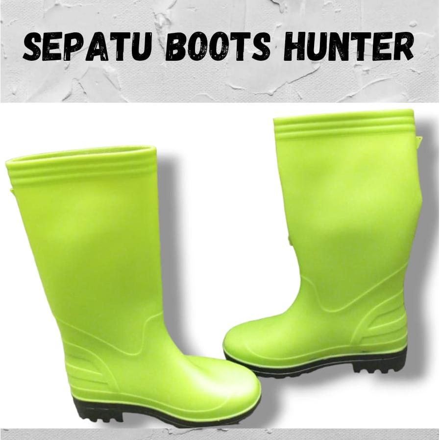 SEPATU BOOT PANJANG TEBAL HIJAU HUNTER SAFETY BOOTS SHOES GREEN
