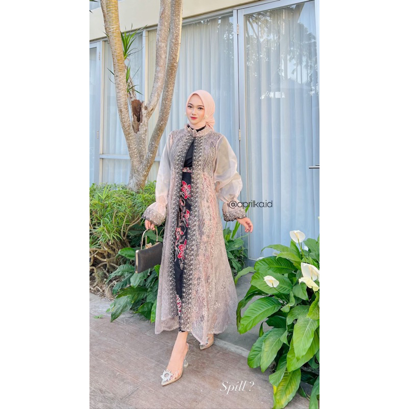 Aprilka - Set Fiona Baju Pesta Baju Kondangan Dress Outer Kebaya Batik