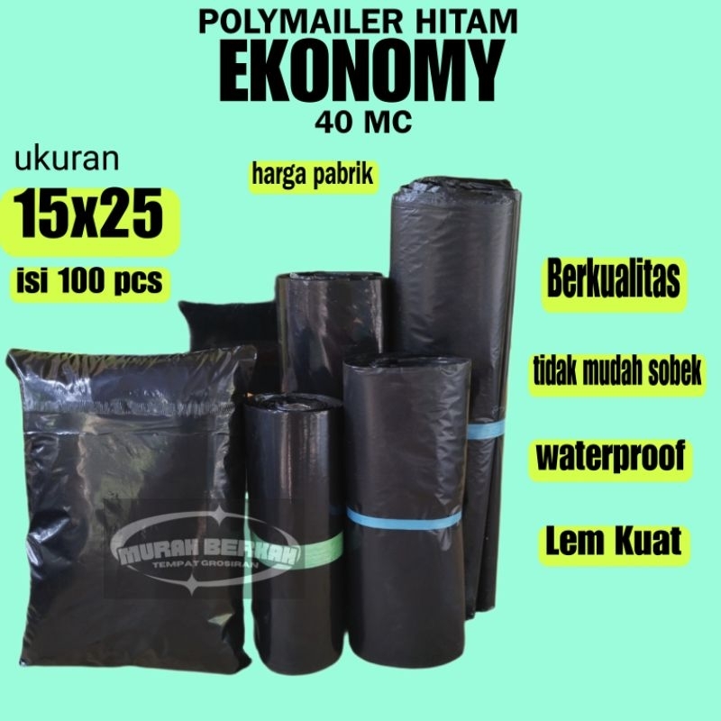 

Plastik Polymailer Hitam LDPE HPDE 15x25 Isi 100 Pcs / Plastik Packing Online