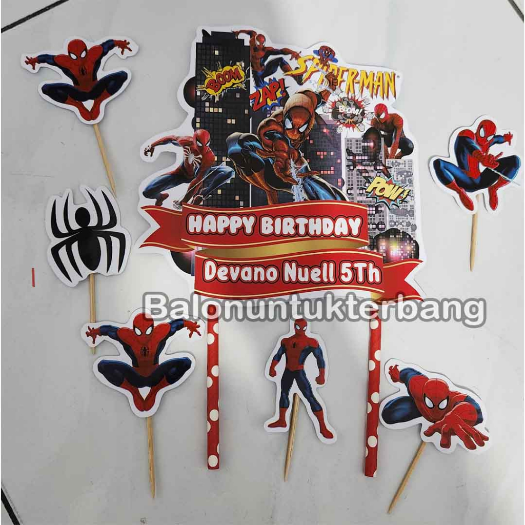 Topper Cake Custom Nama Spiderman