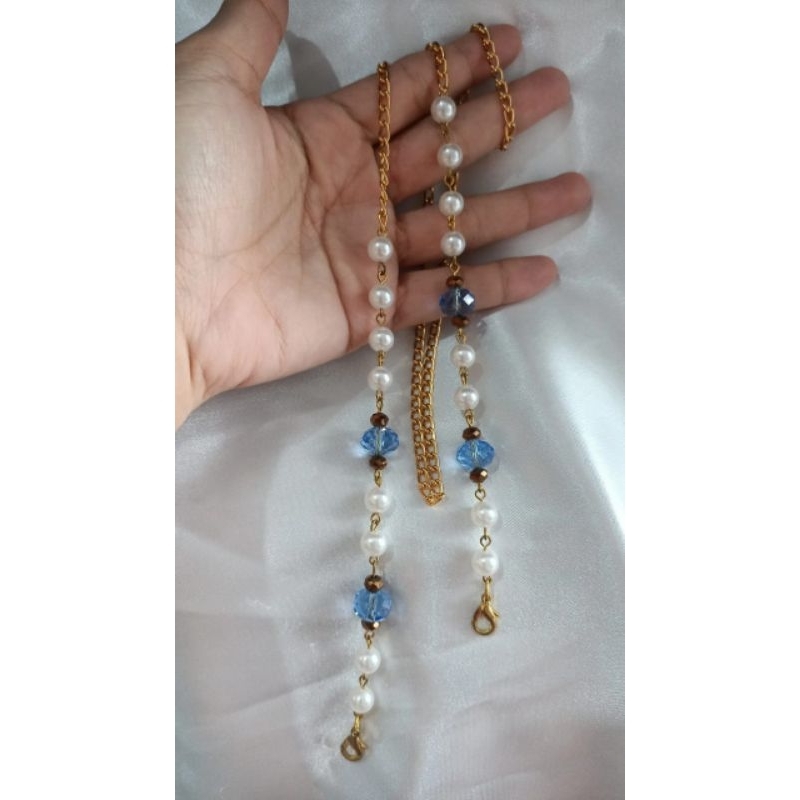 kalung masker mutiara rantai gold