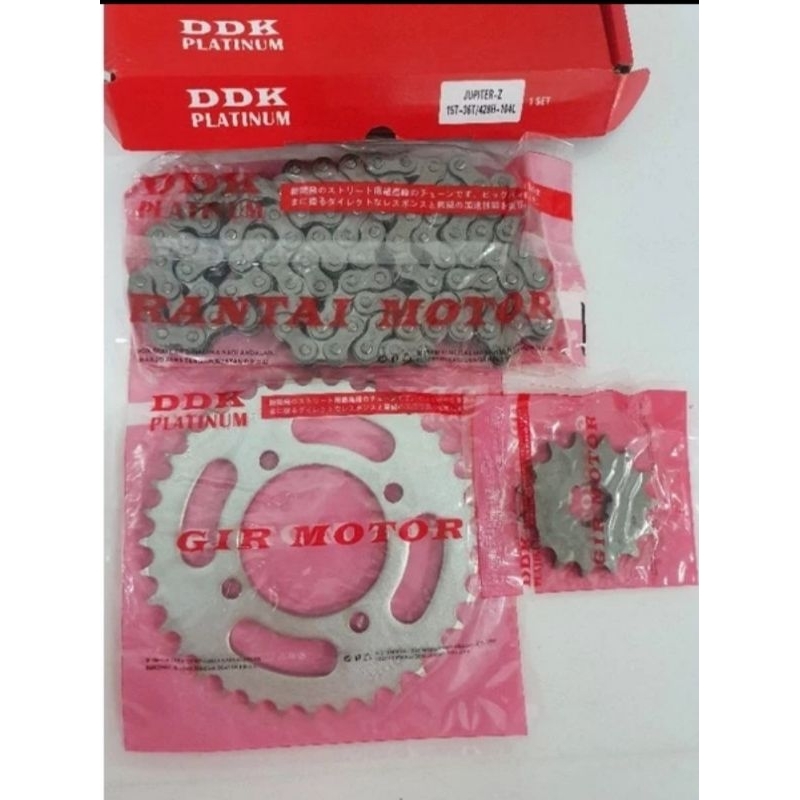 GIR PAKET GEAR SET MOTOR JUPITER Z DDK MOTO PLATINUM 428H 104L 36T 15T KUALITAS ORIGINAL ORISINAL