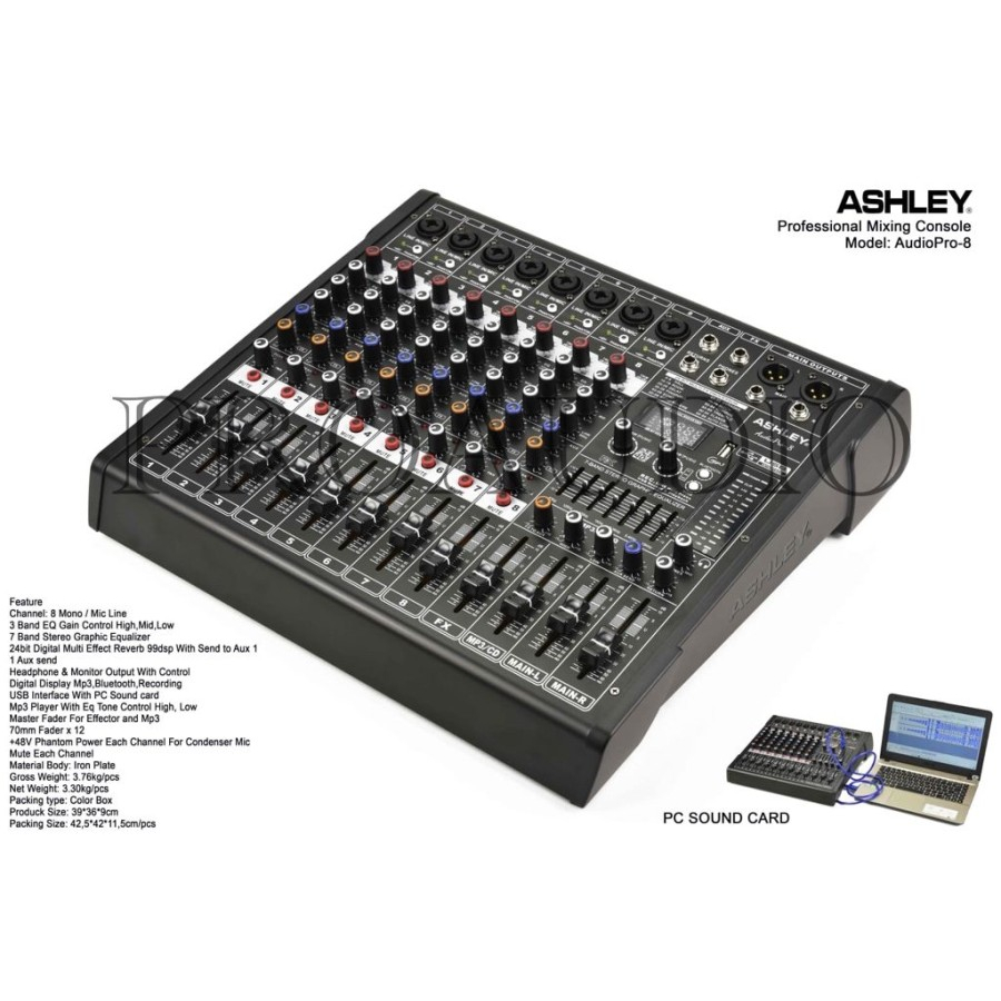 Mixer Audio Ashley 8 Channel Audiopro 8 Audiopro8 Original