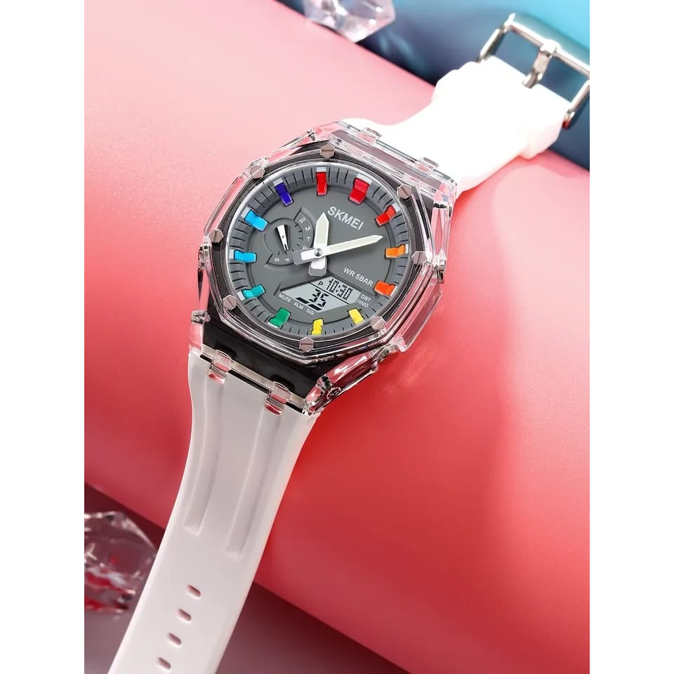 SKMEI 2100 clear strap putih