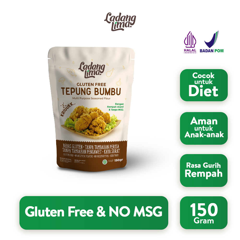 

Tepung Bumbu Serbaguna 150g Ladang Lima - Rempah Alami NO MSG Tepung Biang Fried Chicken Crispy