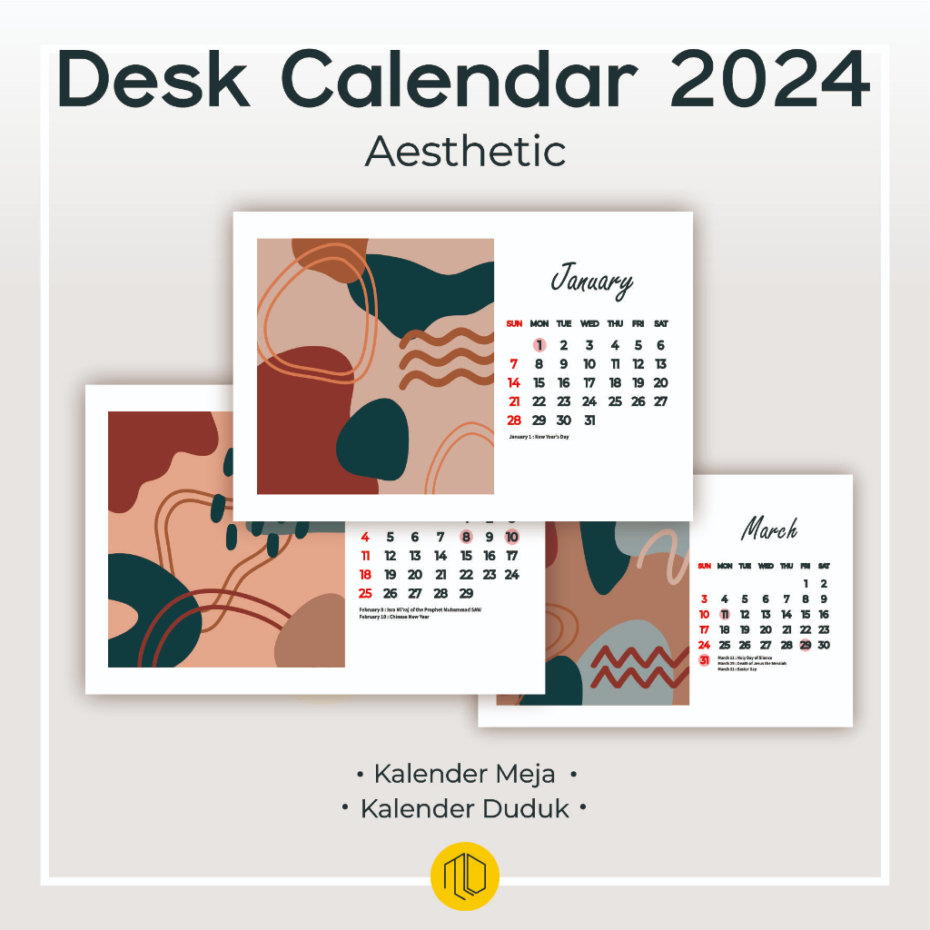 

Kalender Meja / Kalender Duduk Aesthetic Tahun 2024 / Kalender aesthetic calender meja 2024 unik lucu hiasan pajangan meja kantor estetik / Kalender Meja 2024 mini, kalender horizontal, kalender catatan, kalender souvenir / KALENDER PLANNER