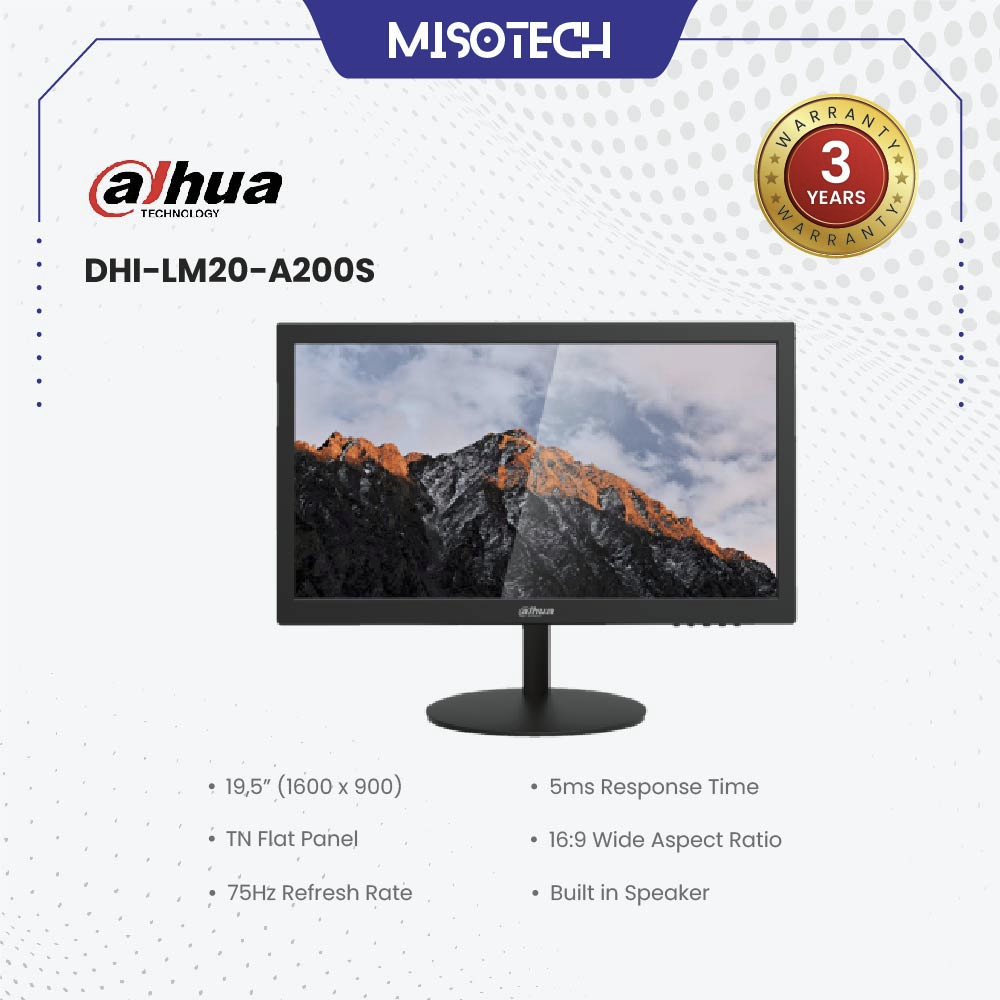 Monitor LED 20 Inch Dahua DHI-LM20-A200S HD+ TN Speaker CCTV