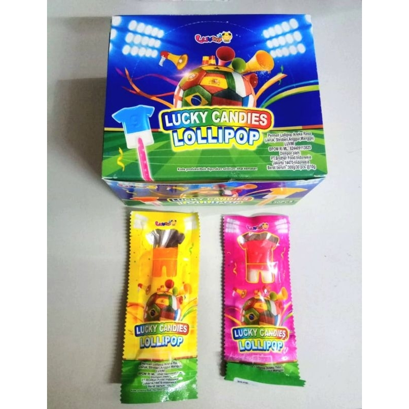 

Permen Cemilan Snack Loli Lolipop Candy Bola Sepakbola FIFA World Cup Mainan Anak Murah (isi 30 pcs)