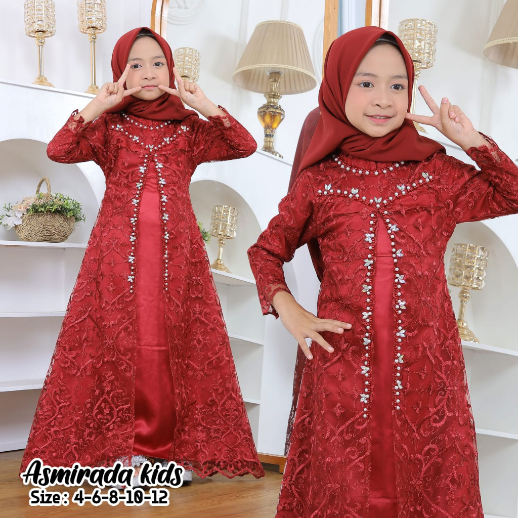 MQ Kebaya Anak Asmiralda Dress / dress brokat anak / dress payet anak / gamis anak 5-12 tahun / gami