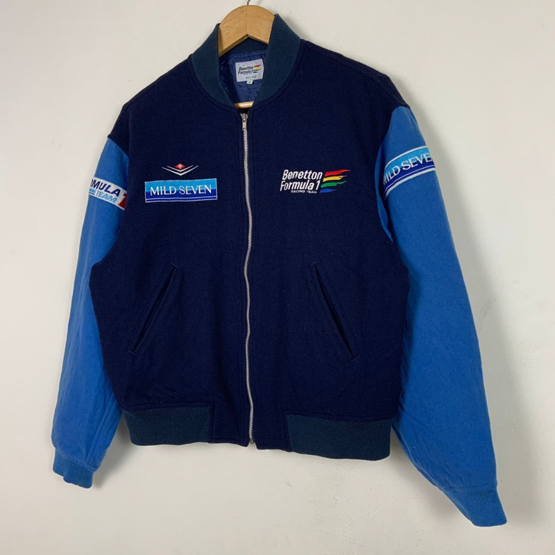 VINTAGE BENETTON FORMULA 1 RACING TEAM JACKET WOOL NISMO TRD RALLIART HKS APEXI TOMS CALSONIC BMW HO