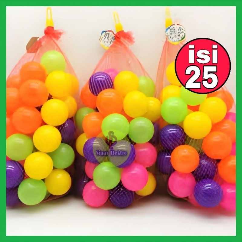 ISI 25 MANDI BOLA WARNA WARNI / BOLA MANDI ANAK BONUS JARING / MAINAN BOLA MANDI PLASTIK TERMURAH