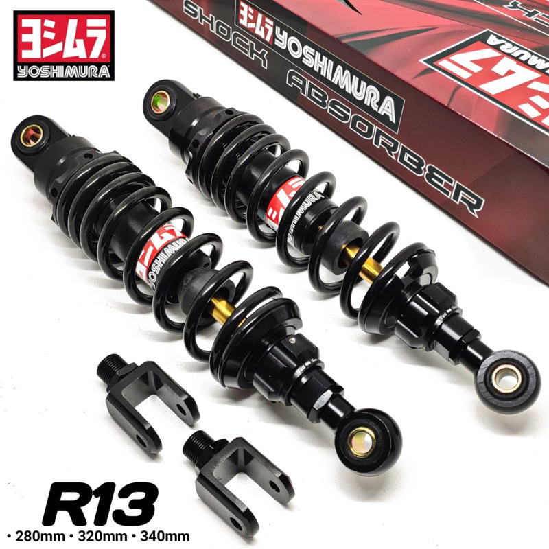 SHOCK BREAKER YOSHIMURA R13 280MM 320MM 340MM NON TABUNG MODEL KTC RAZOR PRO KLIK REBOUND SHOCKBREAKER NMAX AEROX PCX JUPITER SUPRA RX KING VEGA NOUVO TIGER MEGAPRO CB150 ADV XMAX F1RZ KHARISMA KLIK FUNGSI KLICK UNIVERSAL