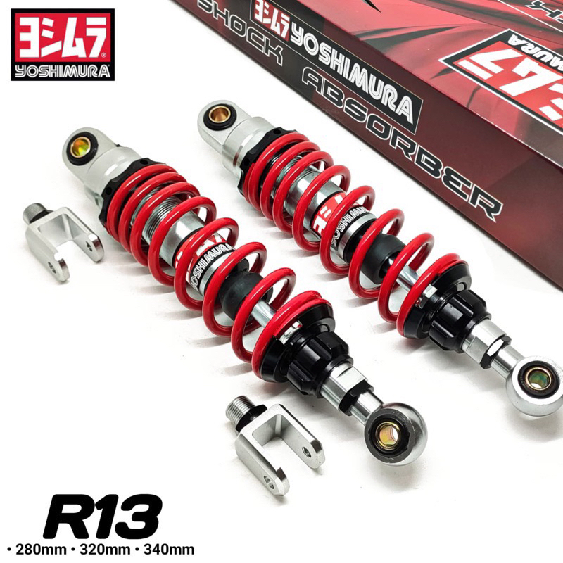 SHOCK BREAKER YOSHIMURA R13 280MM 320MM 340MM NON TABUNG MODEL KTC RAZOR PRO KLIK REBOUND SHOCKBREAKER NMAX AEROX PCX JUPITER SUPRA RX KING VEGA NOUVO TIGER MEGAPRO CB150 ADV XMAX F1RZ KHARISMA KLIK FUNGSI KLICK UNIVERSAL